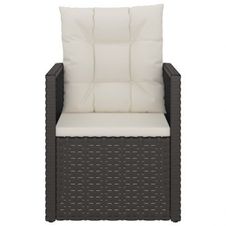 Garden Armchair with Cushions Black Poly Rattan