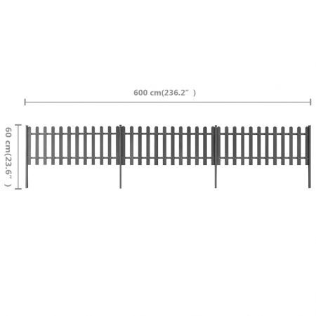 Picket Fence with Posts 3 pcs WPC 600x60 cm