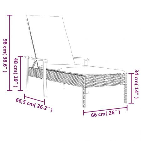 Sun Lounger with Cushion Grey Poly Rattan