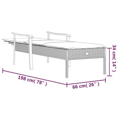 Sun Lounger with Cushion Grey Poly Rattan