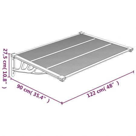 Door Canopy Black 122x90 cm Polycarbonate