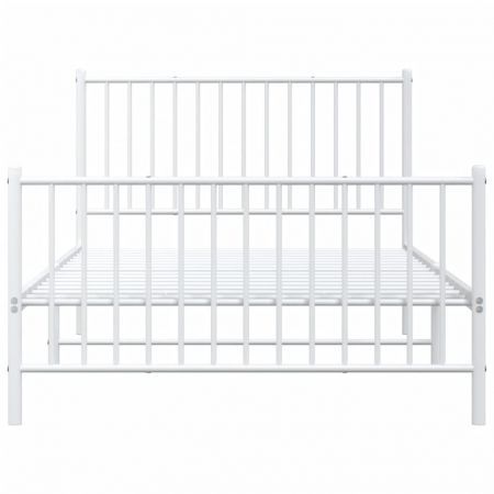 Metal Bed Frame with Headboard and Footboard White 107x203 cm