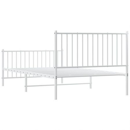 Metal Bed Frame with Headboard and Footboard White 107x203 cm