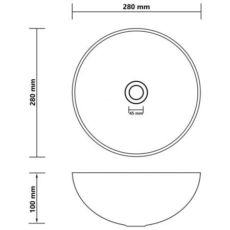 Bathroom Sink Ceramic Light Grey Round