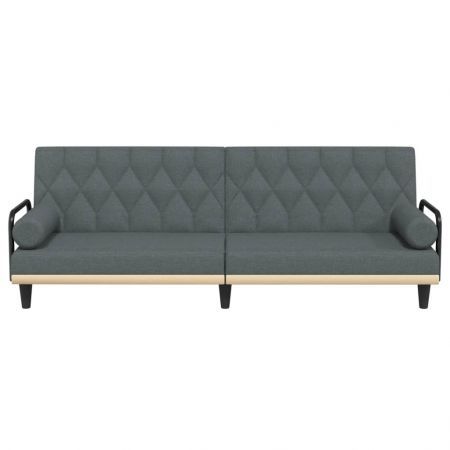 Sofa Bed with Armrests Dark Grey Fabric