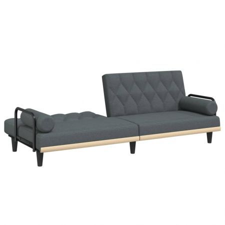 Sofa Bed with Armrests Dark Grey Fabric