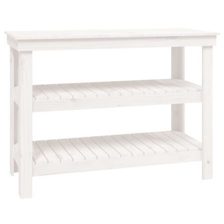 Work Bench White 110.5x50x80 cm Solid Wood Pine