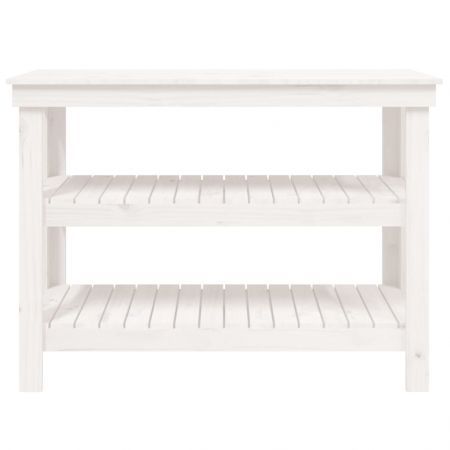 Work Bench White 110.5x50x80 cm Solid Wood Pine