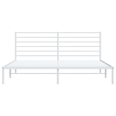 Metal Bed Frame with Headboard White 183x203 cm King