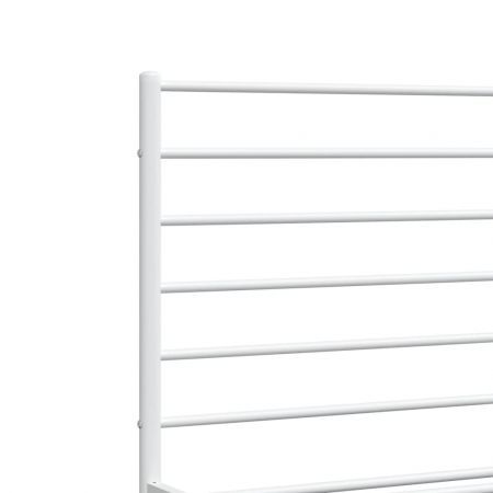 Metal Bed Frame with Headboard White 183x203 cm King