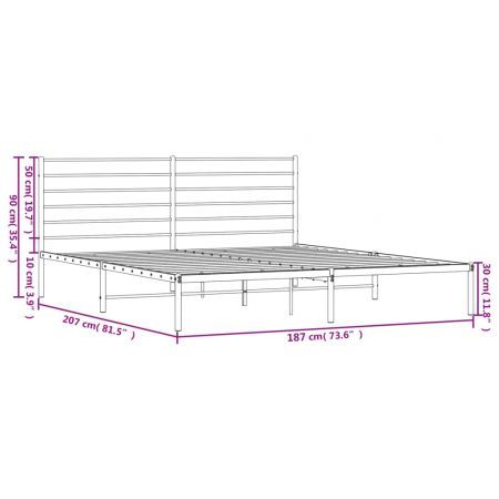 Metal Bed Frame with Headboard White 183x203 cm King