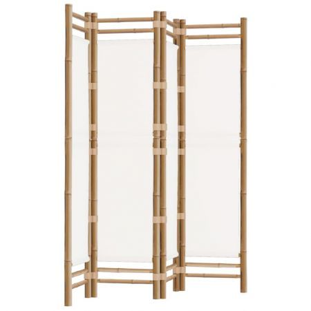 Folding 4-Panel Room Divider 160 cm Bamboo and Canvas