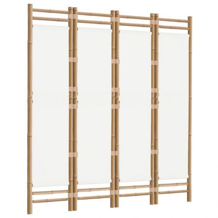 Folding 4-Panel Room Divider 160 cm Bamboo and Canvas