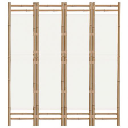 Folding 4-Panel Room Divider 160 cm Bamboo and Canvas