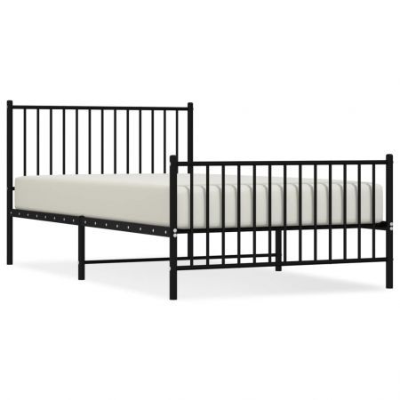 Metal Bed Frame with Headboard and Footboard Black 107x203 cm