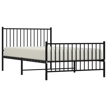 Metal Bed Frame with Headboard and Footboard Black 107x203 cm