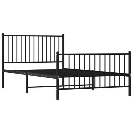 Metal Bed Frame with Headboard and Footboard Black 107x203 cm