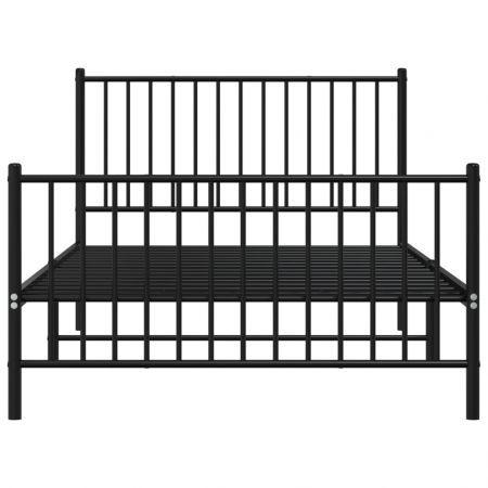 Metal Bed Frame with Headboard and Footboard Black 107x203 cm