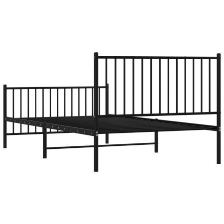 Metal Bed Frame with Headboard and Footboard Black 107x203 cm