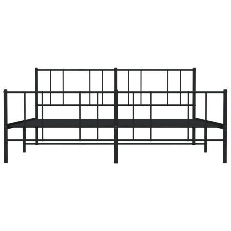 Metal Bed Frame with Headboard and Footboard Black 183x203 cm King Size