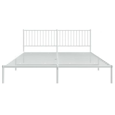 Metal Bed Frame with Headboard White 183x203 cm King