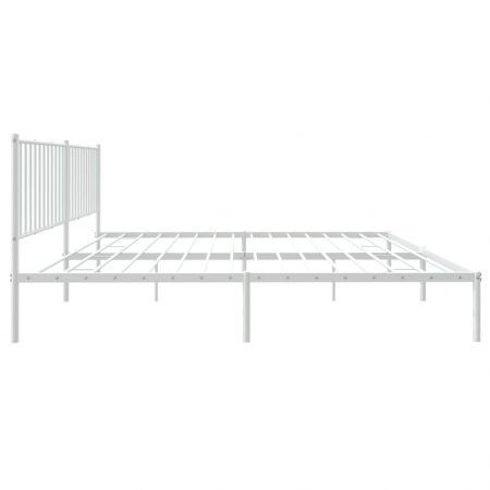 Metal Bed Frame with Headboard White 183x203 cm King