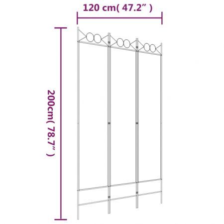 3-Panel Room Divider White 120x200 cm Fabric