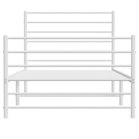 Metal Bed Frame with Headboard and Footboard White 107x203 cm King Single Size