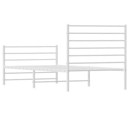 Metal Bed Frame with Headboard and Footboard White 107x203 cm King Single Size