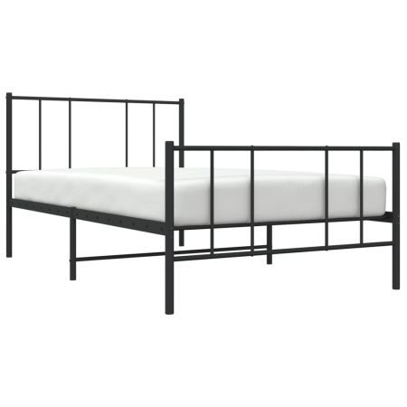 Metal Bed Frame with Headboard and Footboard Black 107x203 cm King Single Size