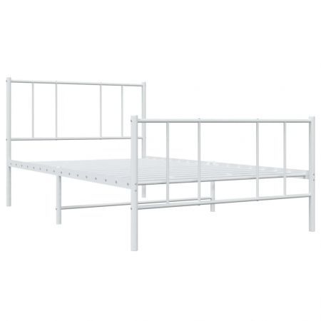 Metal Bed Frame with Headboard and Footboard White 107x203 cm King Single Size