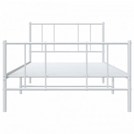 Metal Bed Frame with Headboard and Footboard White 107x203 cm King Single Size