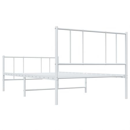 Metal Bed Frame with Headboard and Footboard White 107x203 cm King Single Size