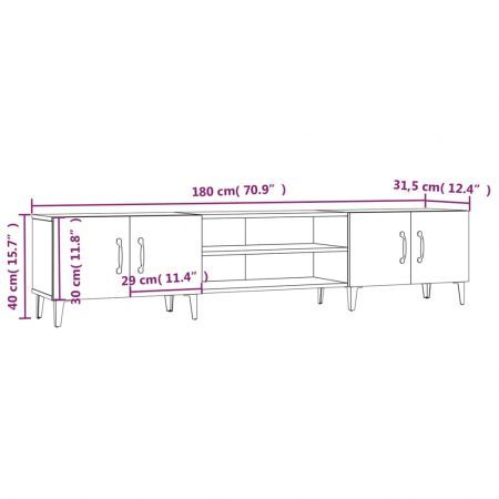 TV Cabinet White 180x31.5x40 cm Engineered Wood