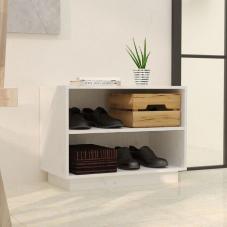 Shoe Cabinet White 60x34x45 cm Solid Wood Pine