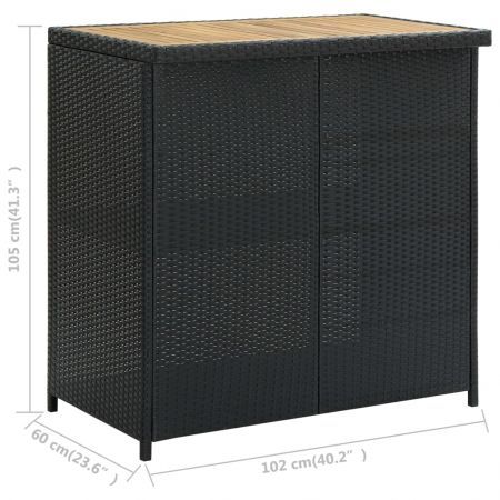 3 Piece Bar Set Poly Rattan Black