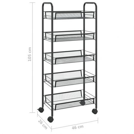 5-Tier Kitchen Trolley Black 46x26x105 cm Iron