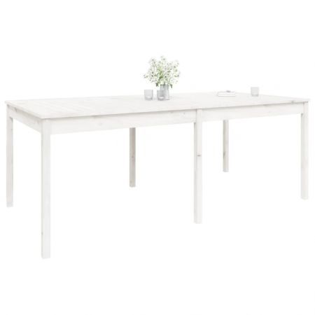 Garden Table White 203.5x100x76 cm Solid Wood Pine