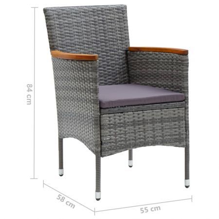 Garden Dining Chairs 4 pcs Poly Rattan Grey