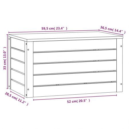 Storage Box White 59.5x36.5x33 cm Solid Wood Pine