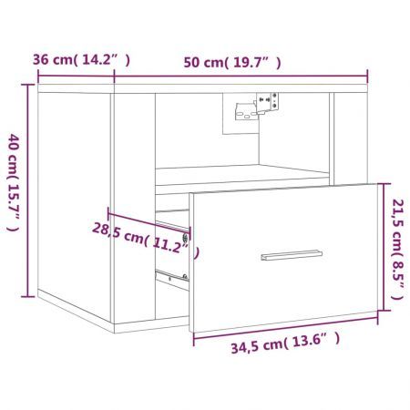 Wall-mounted Bedside Cabinets 2 pcs Sonoma Oak 50x36x40 cm