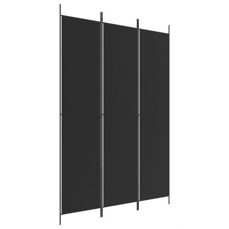 3-Panel Room Divider Black 150x220 cm Fabric