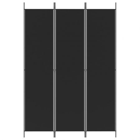 3-Panel Room Divider Black 150x220 cm Fabric