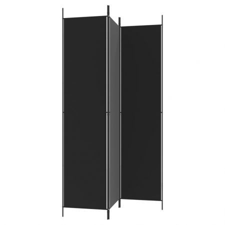 3-Panel Room Divider Black 150x220 cm Fabric