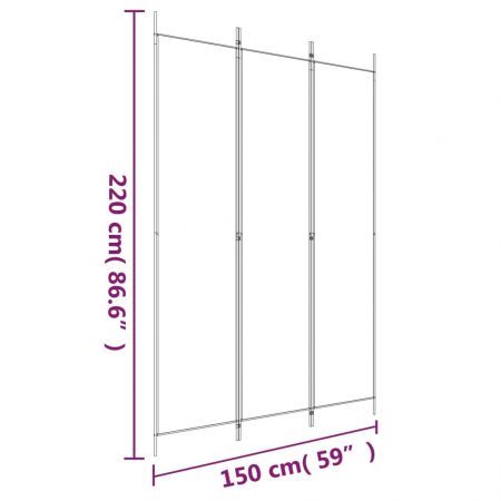 3-Panel Room Divider Black 150x220 cm Fabric