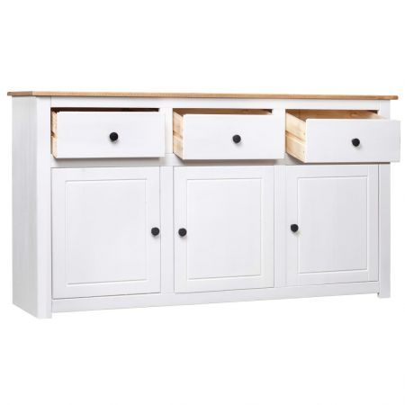 Sideboard White 135x40x80 cm Solid Pinewood Panama Range