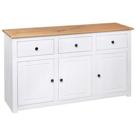 Sideboard White 135x40x80 cm Solid Pinewood Panama Range