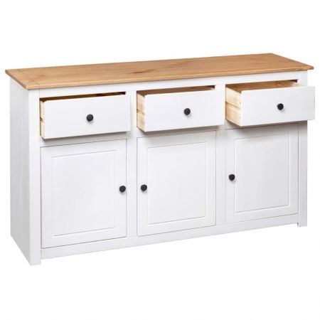 Sideboard White 135x40x80 cm Solid Pinewood Panama Range