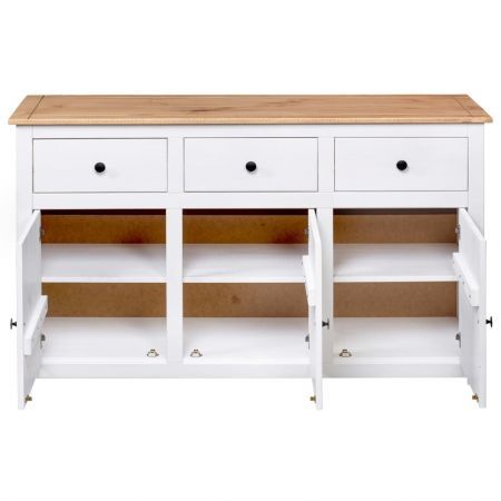 Sideboard White 135x40x80 cm Solid Pinewood Panama Range