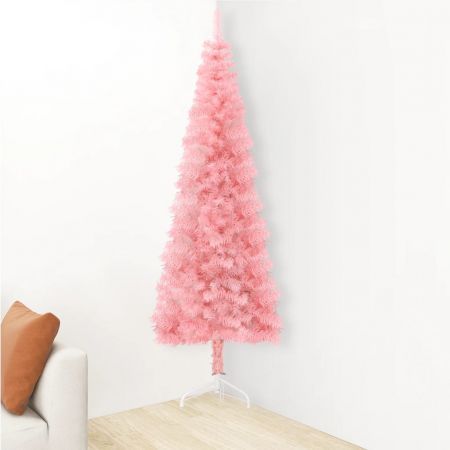 Slim Artificial Half Christmas Tree with Stand Pink 150 cm